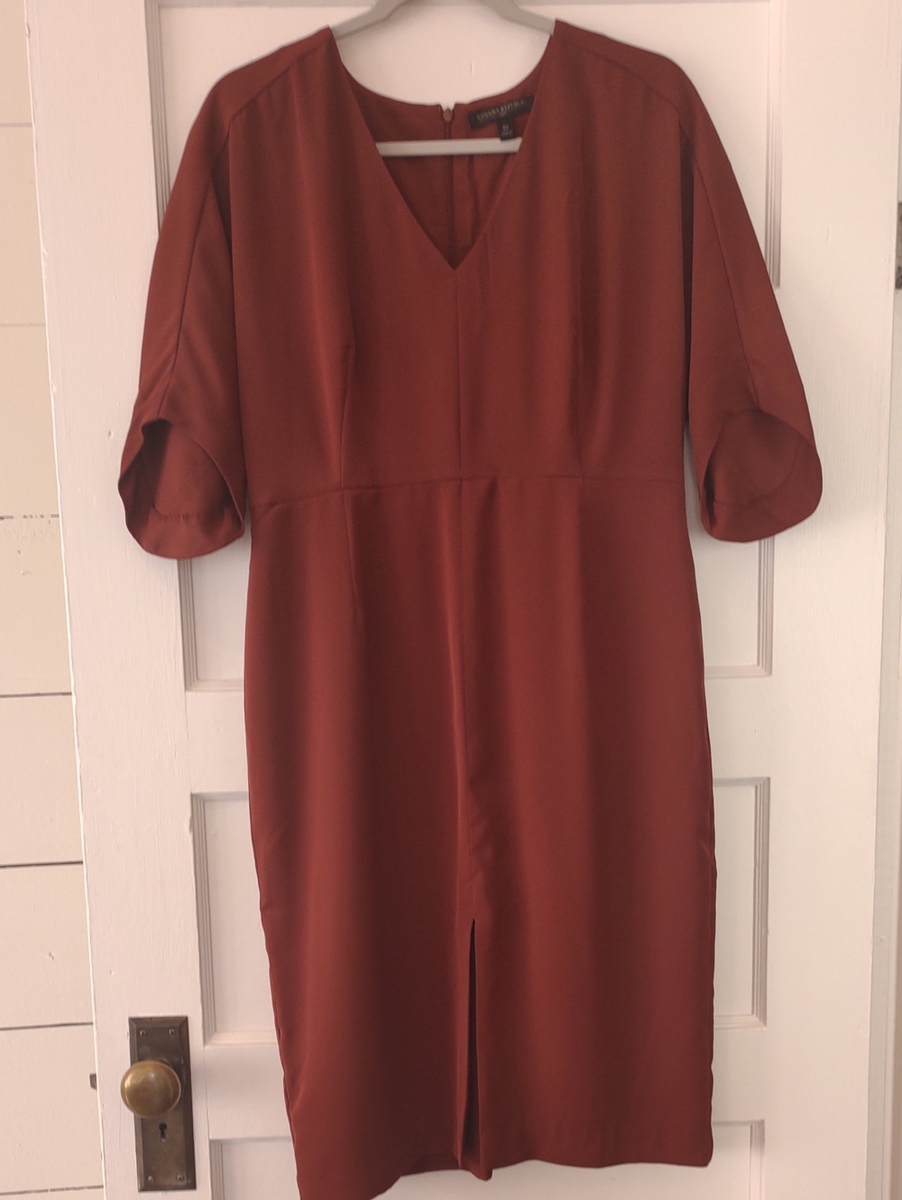 Banana Republic Rust-Brown V-Neck Midi Dress
